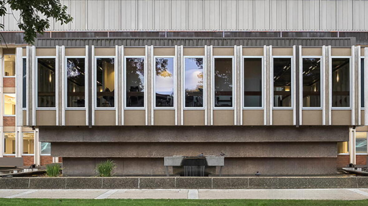 Building with lights on